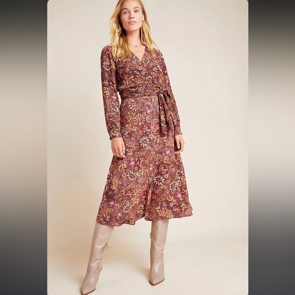 KACHEL x ANTHROPOLOGIE Sadie Floral Button Front Midi Skirt - Picture 1 of 5